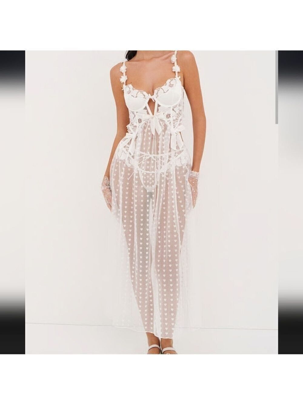 For Love & Lemons Victoria's Secret Amore Maxi Slip Dress White Lace XS